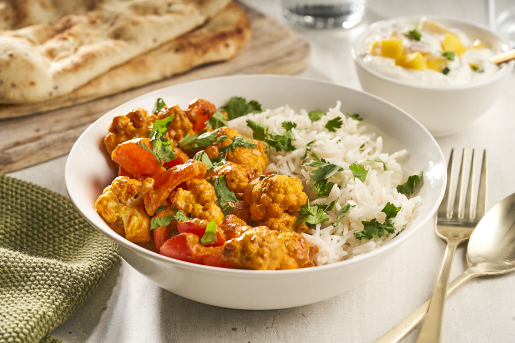 Vegetarische curry madras met mango