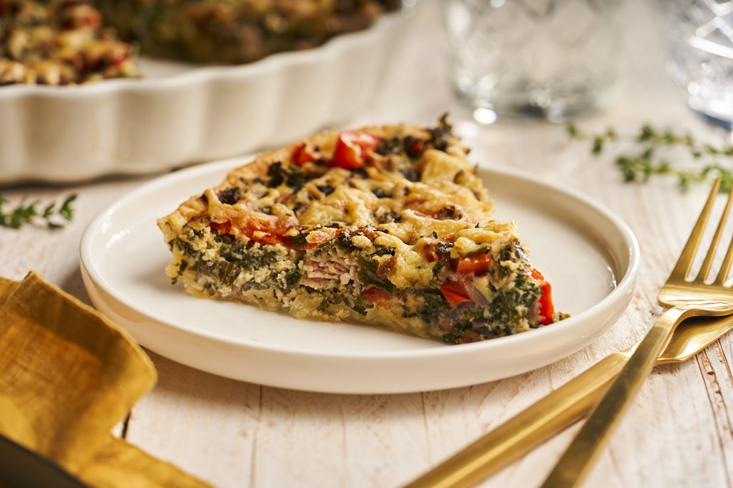 Boerenkoolquiche met bacon en belegen kaas