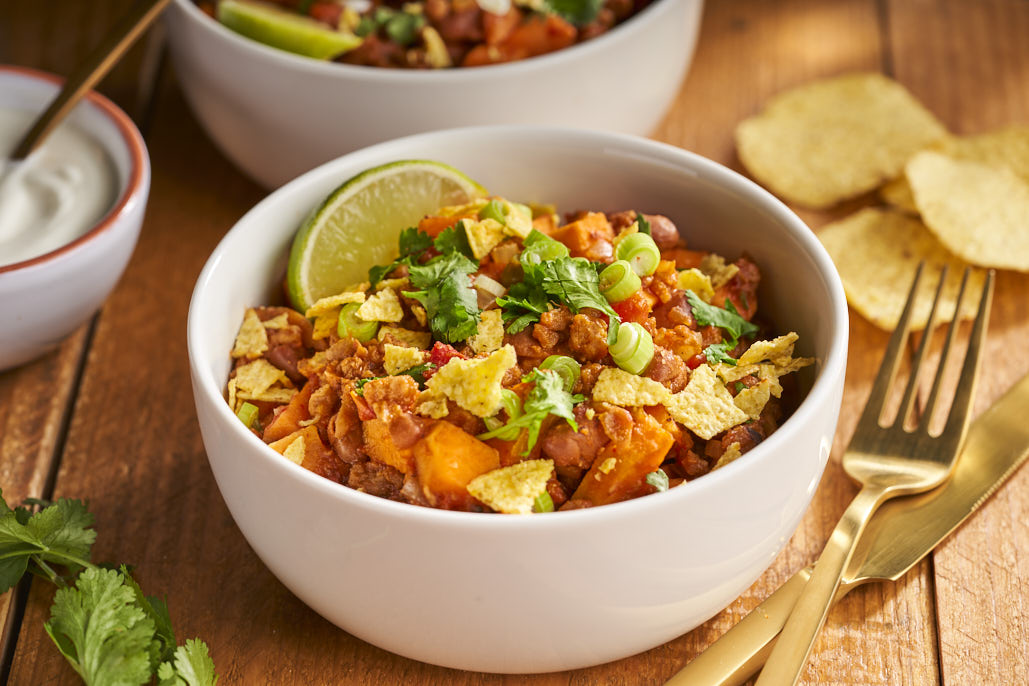 Chili sin carne met zoete aardappel