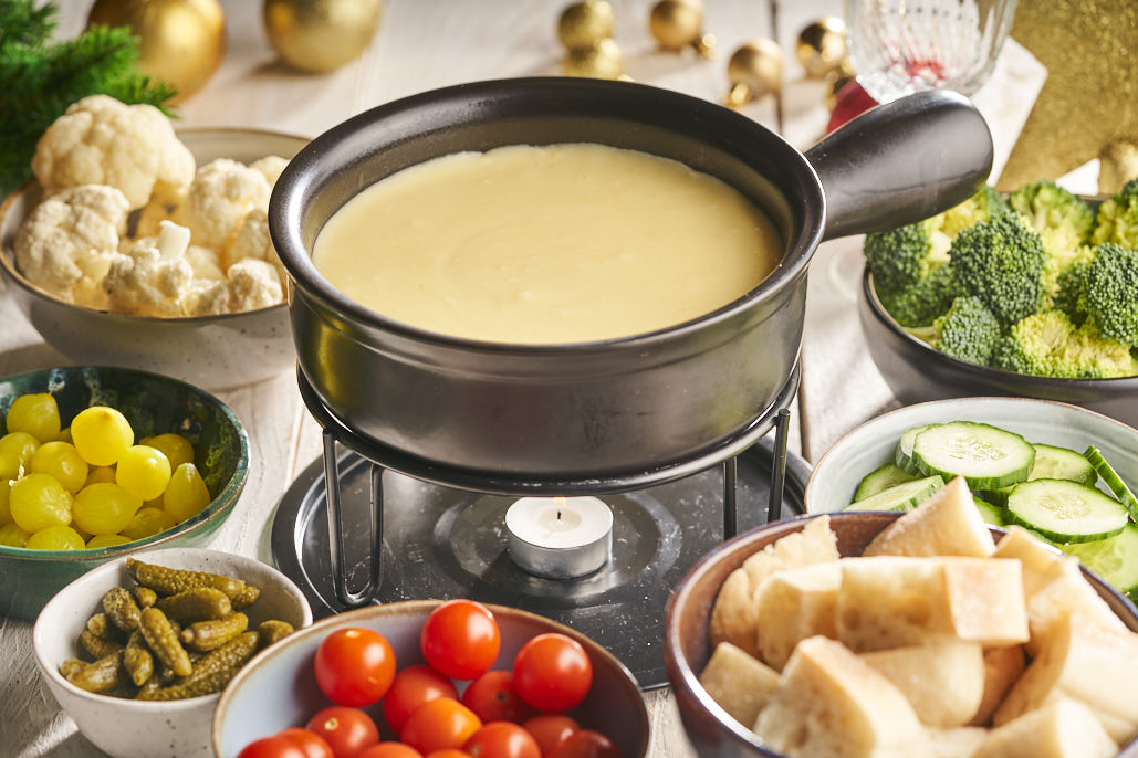 Kaasfondue met knapperige groenten