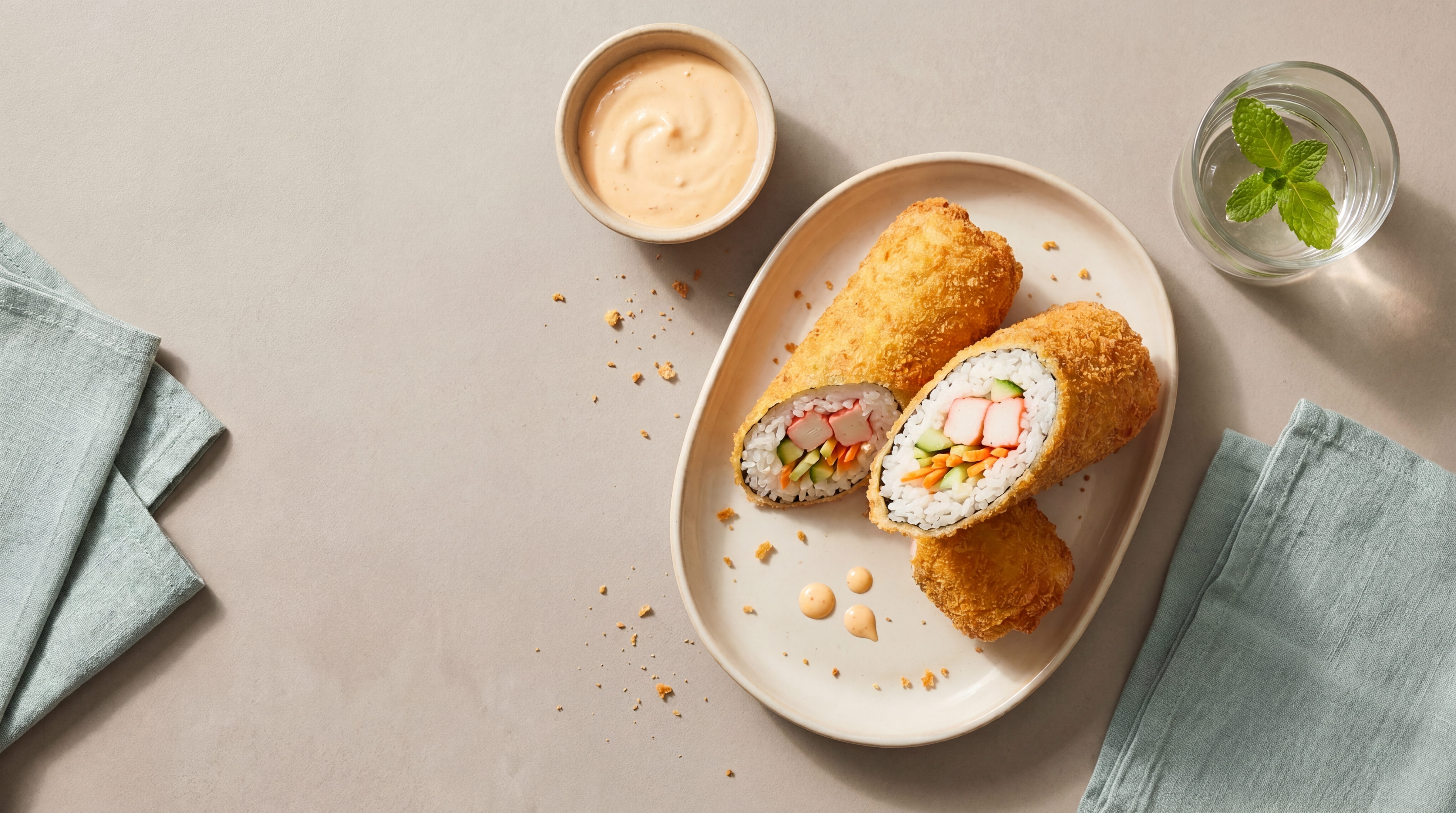 Sushi burrito met surimi