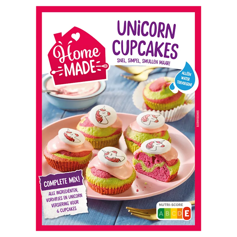 Homemade Unicorn cupcake bakmix
