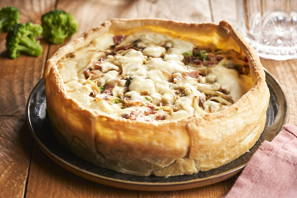 Broccoliquiche met geitenkaas en spek