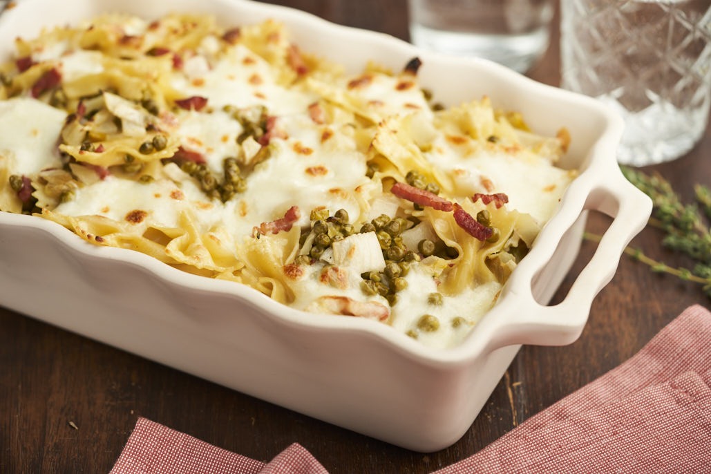 Ovenpasta met witlof, spekjes en mozzarella