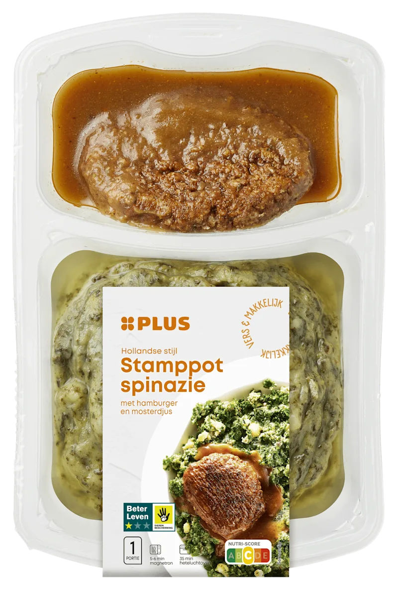 PLUS Spinazie stamppot hamburger