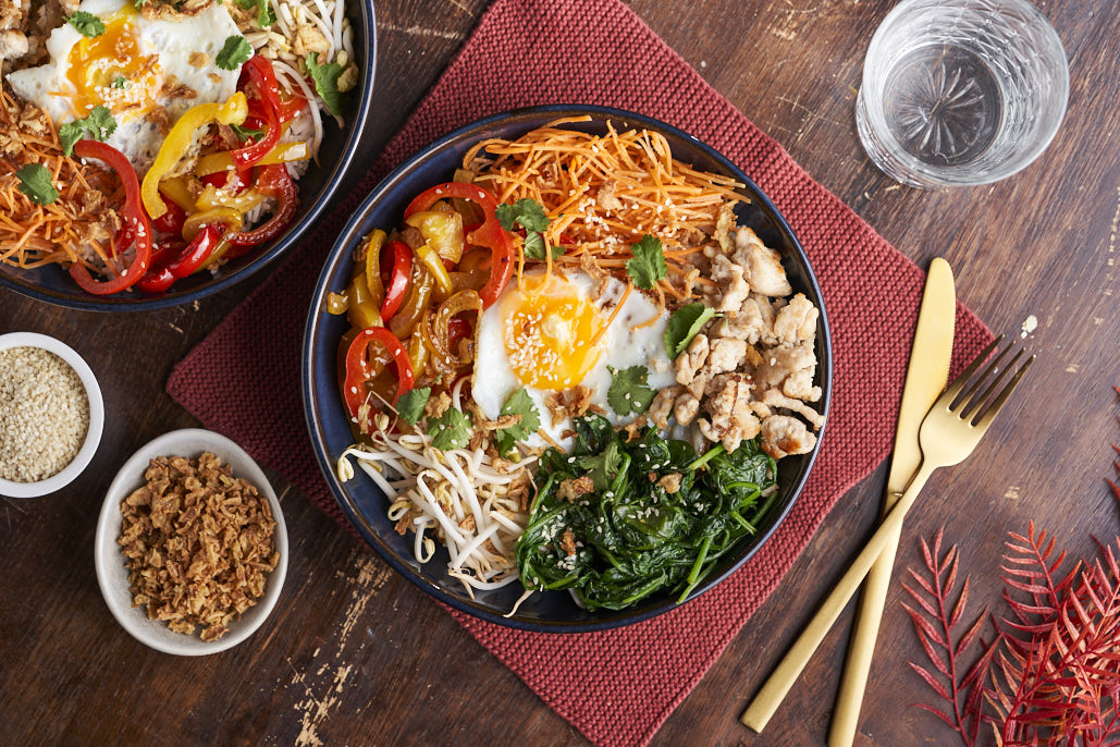 Bibimbap met gehakt en een eitje