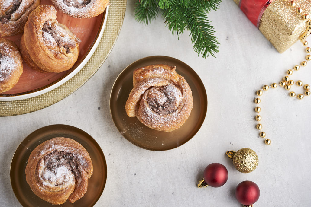 Cruffins met sinaasappel-hazelnootvulling