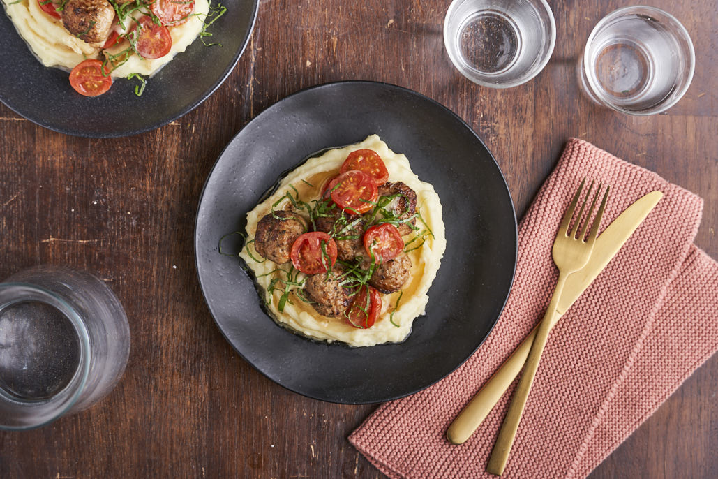 Aardappelpuree met Italiaanse gehaktballen uit de oven