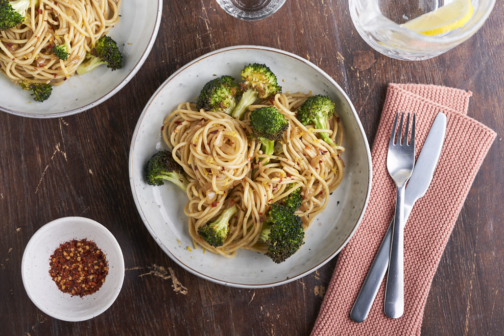Spaghetti met geroosterde broccoli en ansjovis
