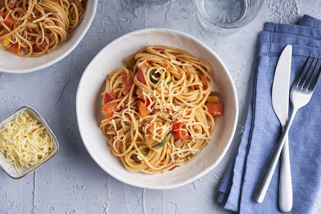 7-groentenpasta met geraspte kaas