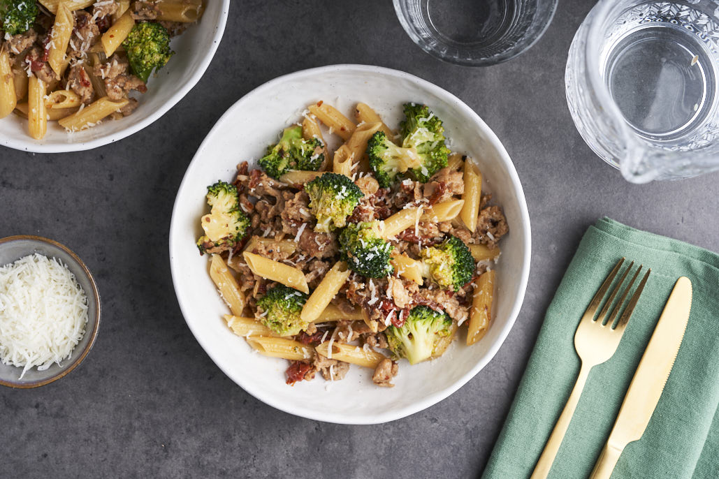 Broccolipasta met pittige worst