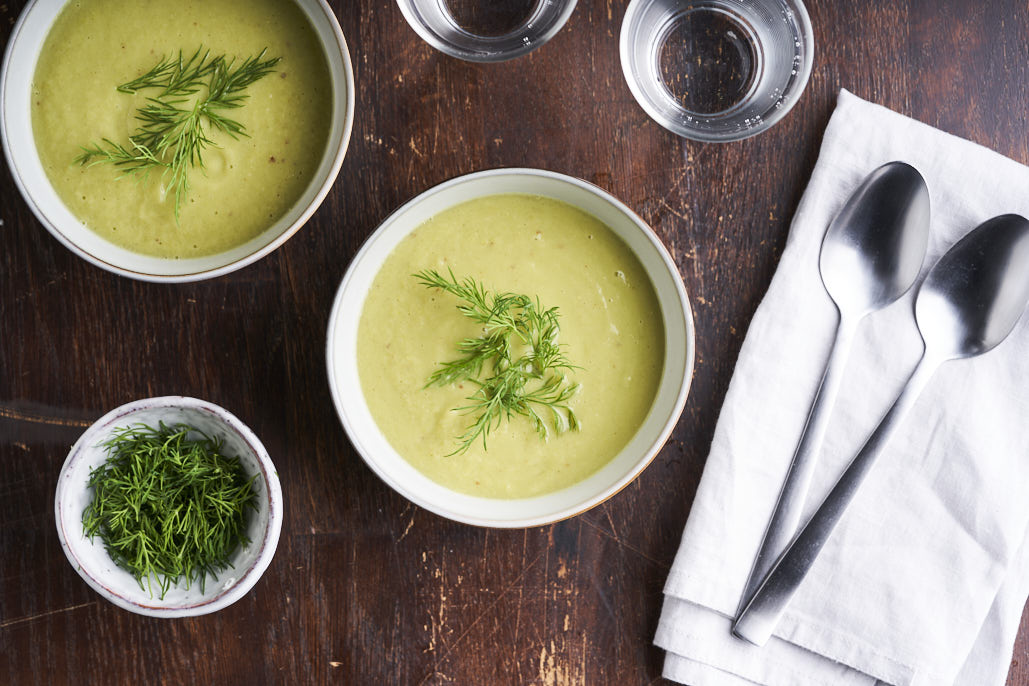 Romige mosterd-preisoep met aardappel 