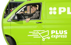 Bezorger in PLUS bus