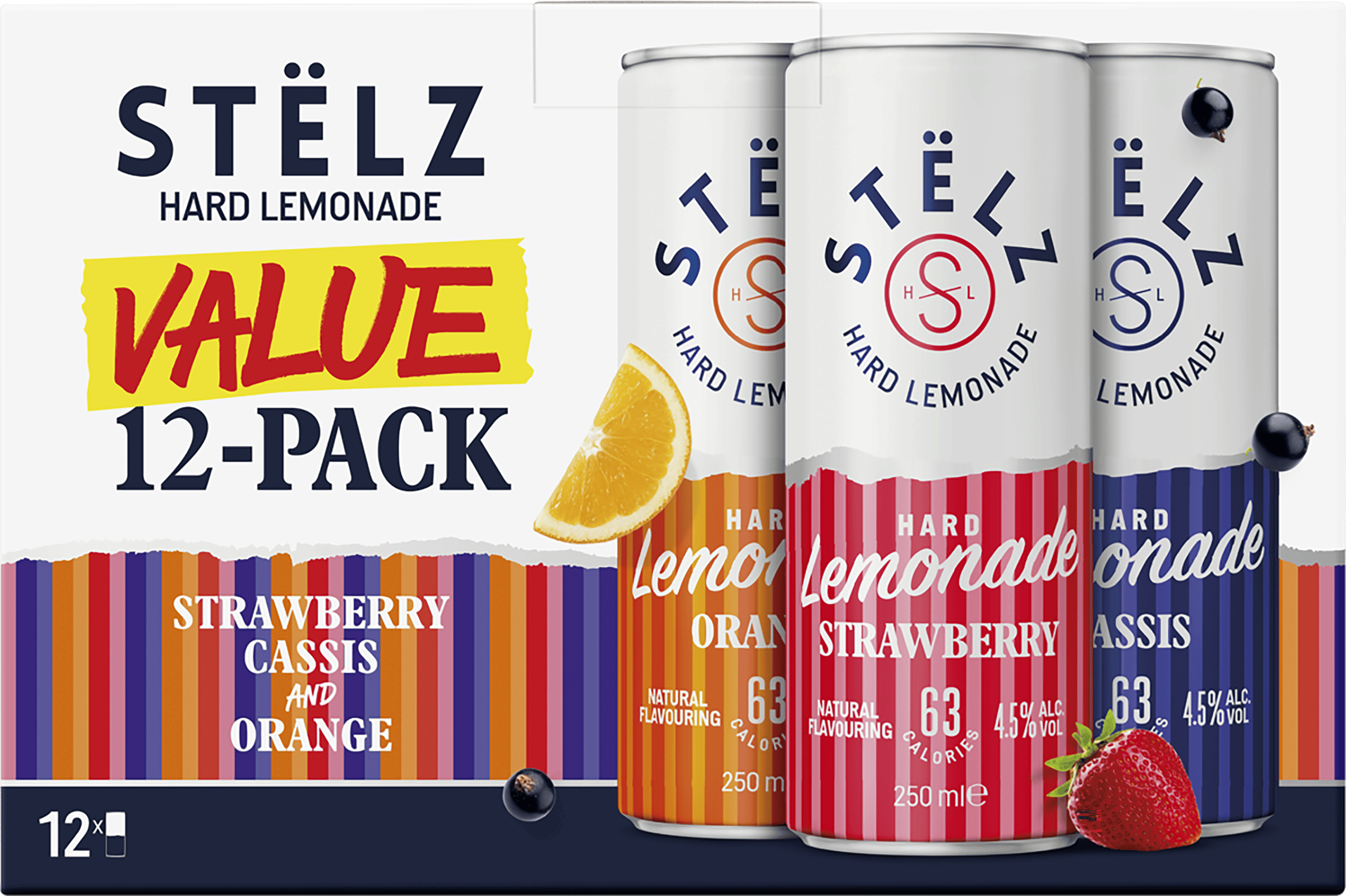 Stëlz Hard Lemonade Strawberry/Orange/Cassis