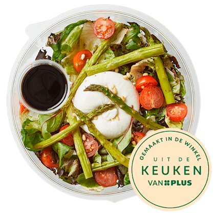Salade burrata met groene asperge