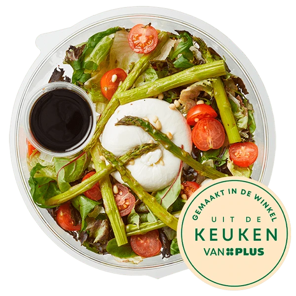 Uit de keuken van PLUS Salade burrata met groene asperge