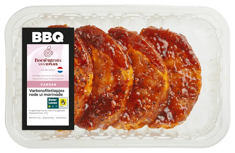 PLUS Boerentrots Varkensfiletlapjes rode ui marinade