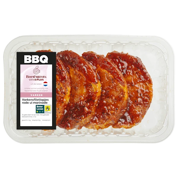 PLUS Boerentrots Varkensfiletlapjes rode ui marinade