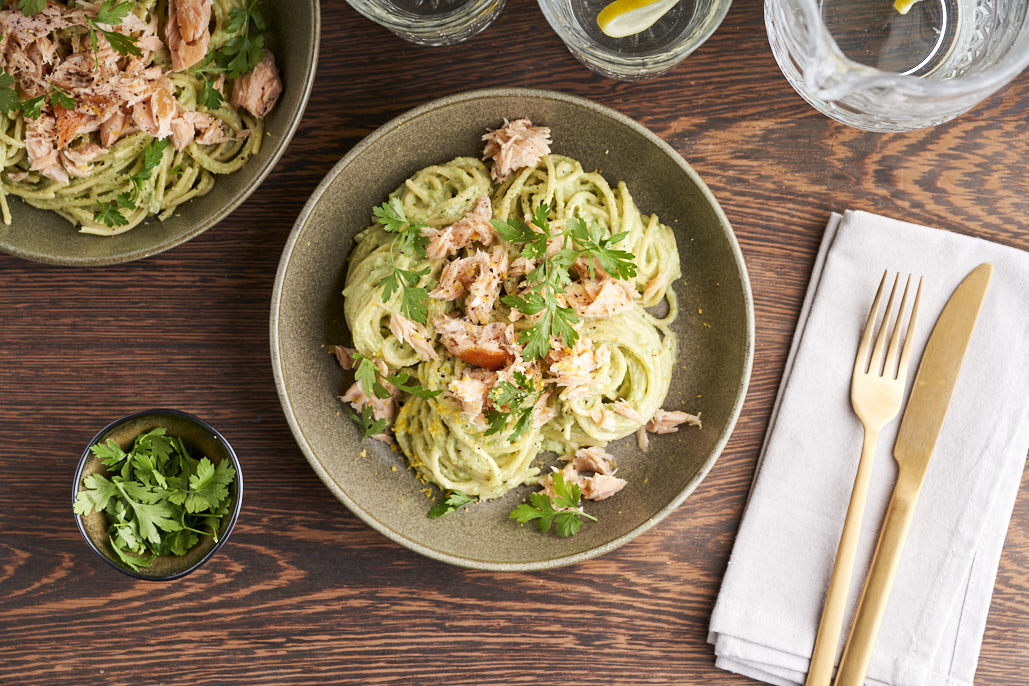 Romige broccolipasta met citroen en gerookte zalm