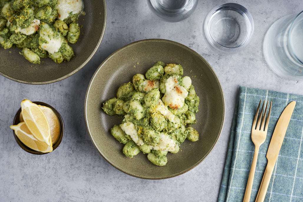 Gnocchi met groene saus en citroen uit de oven