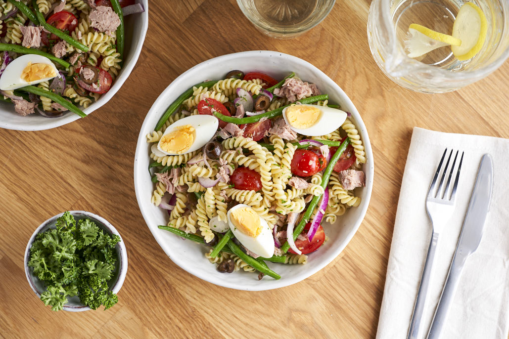 Pastasalade Niçoise met tonijn