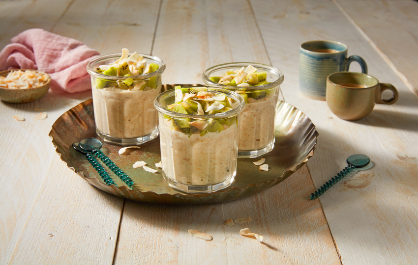 Overnight oats met kiwi