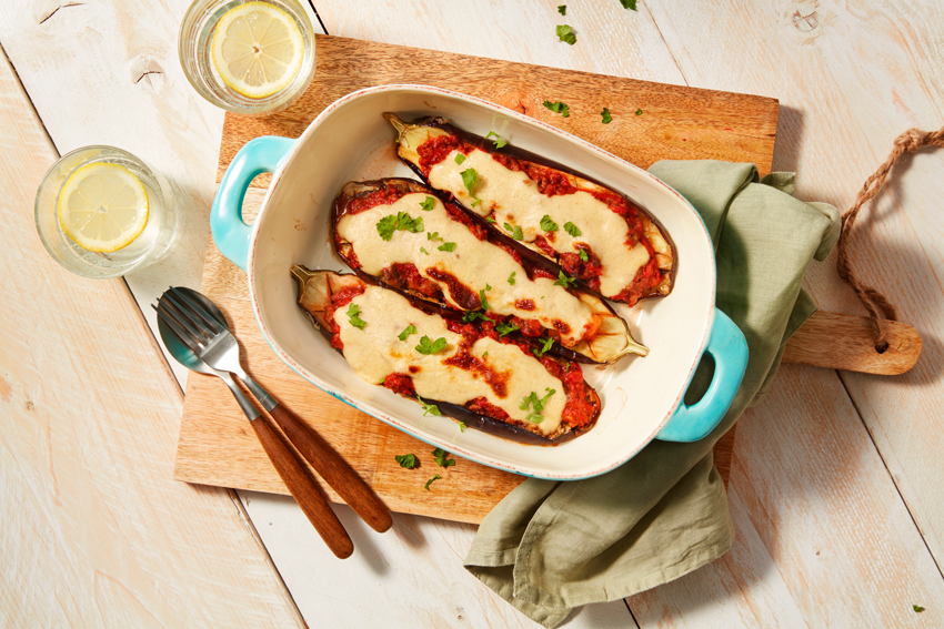 Gevulde aubergine moussaka stijl