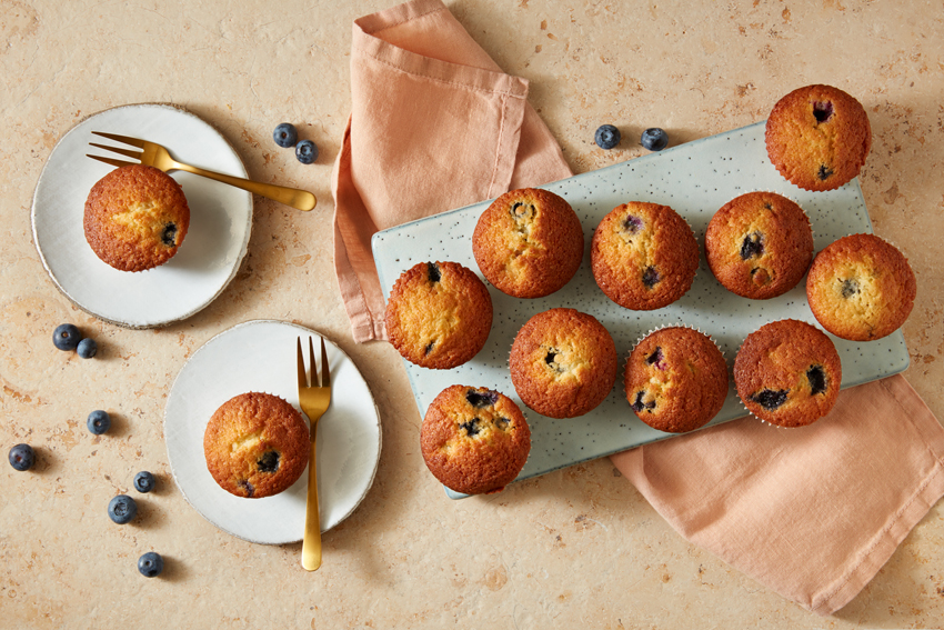 Citroen en blauwe bessen cupcakes