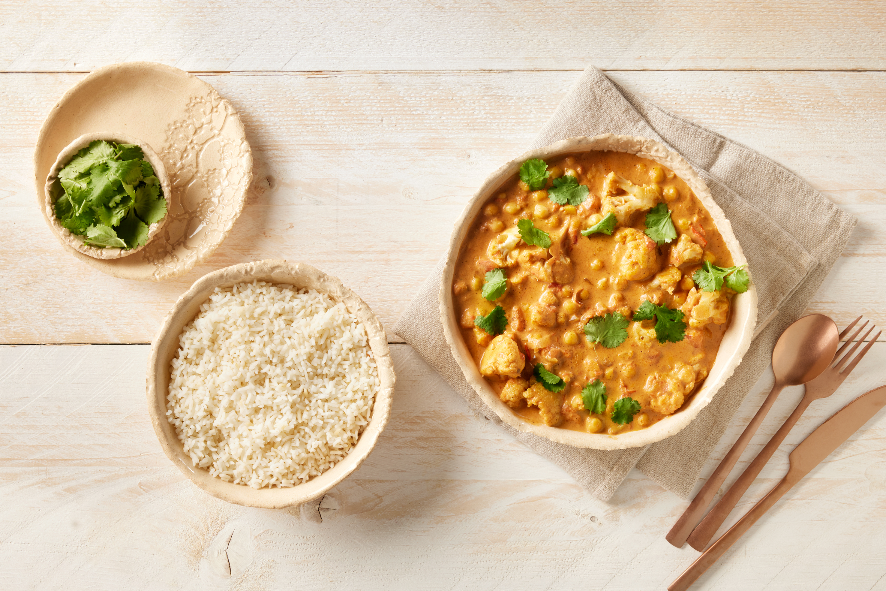 Bloemkoolcurry met kikkererwten