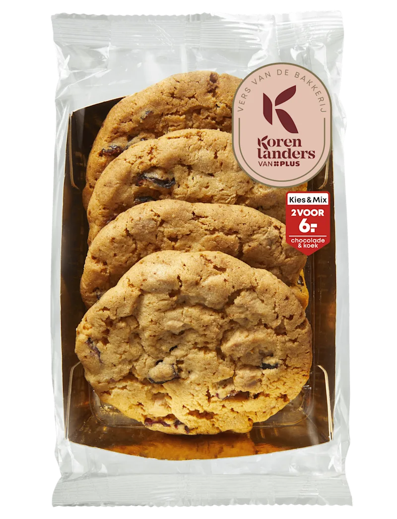 PLUS Korenlanders Witte chocolade cranberry cookies