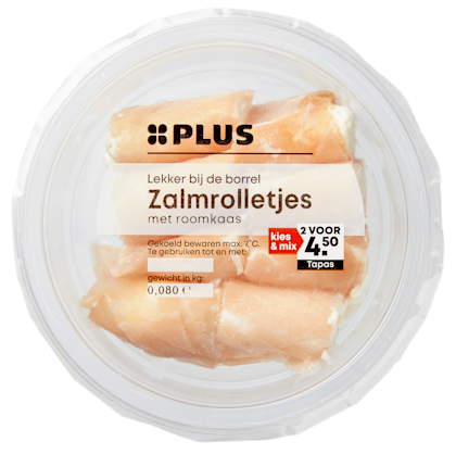 Zalmrolletjes met roomkaas naturel