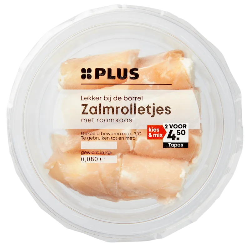 PLUS Zalmrolletjes met roomkaas naturel