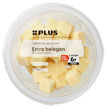 Extra belegen kaasblokjes