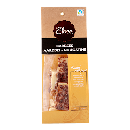 Carrees aardbei nougatine