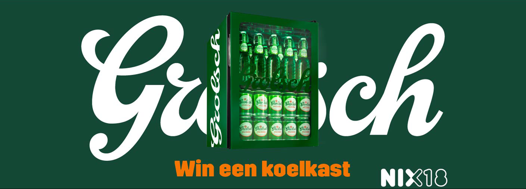 Grolsch afbeelding met tekst "Win een koelkast"