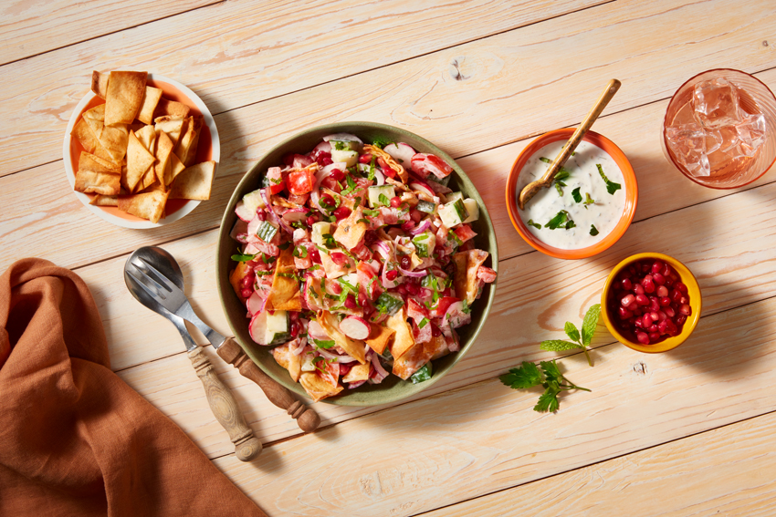 Fattoush salade met granaatappel