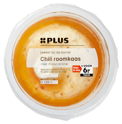 Roomkaas-mascarpone met chilisaus