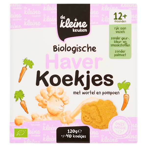 De Kleine Keuken Bio haverkoekjes wortel 12+