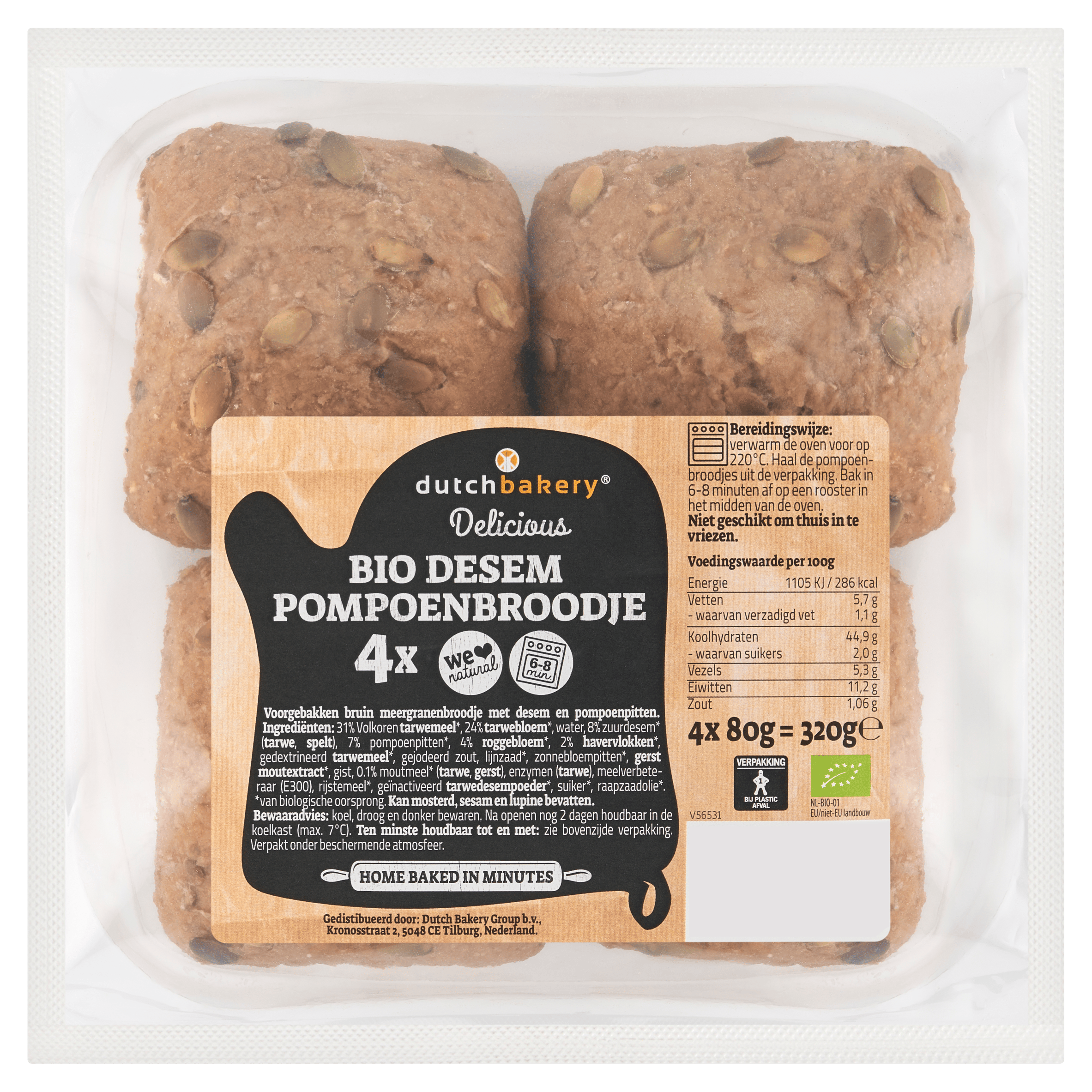 Dutch Bakery Bio Desem Pompoenbroodjes
