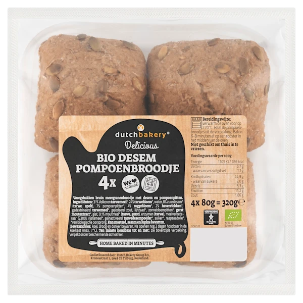 Dutch Bakery Bio Desem Pompoenbroodjes