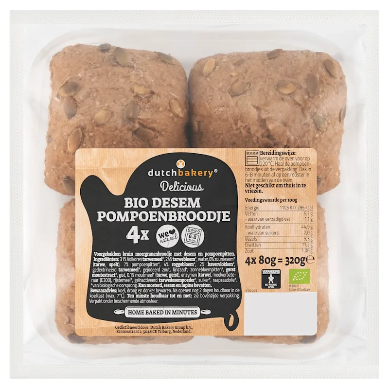 Dutch Bakery Bio Desem Pompoenbroodjes