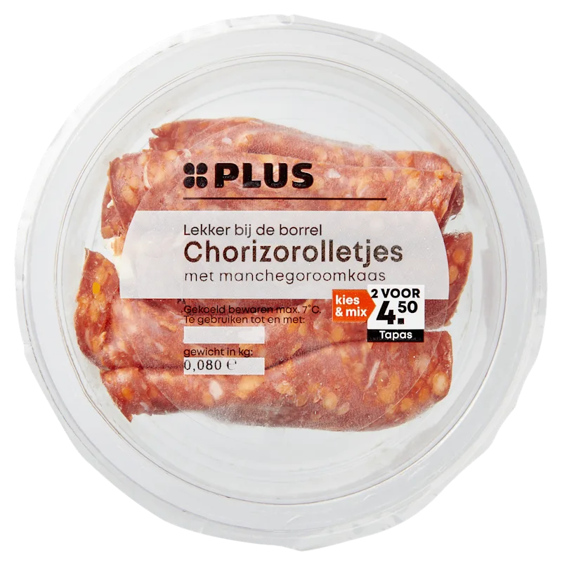 PLUS Chorizo manchego roomkaas rolletjes