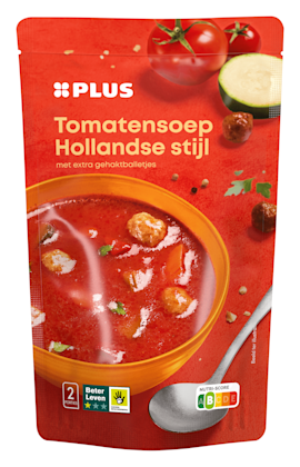 Soep in zak tomatensoep
