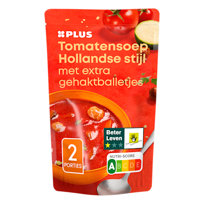 Soep in zak tomatensoep