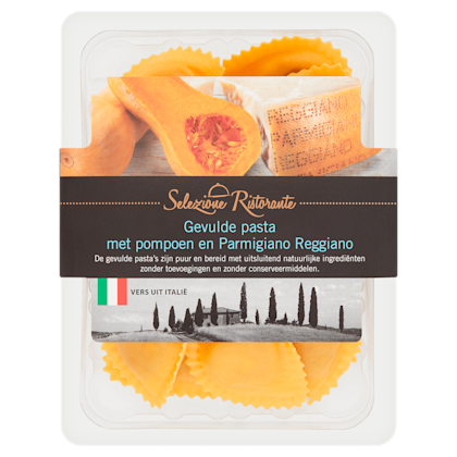 Gevulde pasta met pompoen en kazen