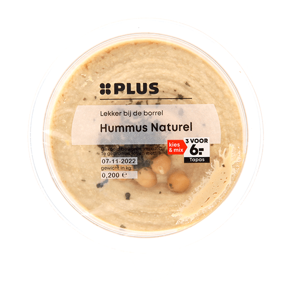 PLUS Hummus naturel Per Bakje 200 g