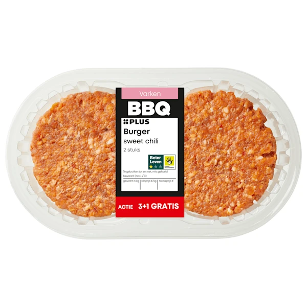 PLUS Burger sweet chili 2 stuks