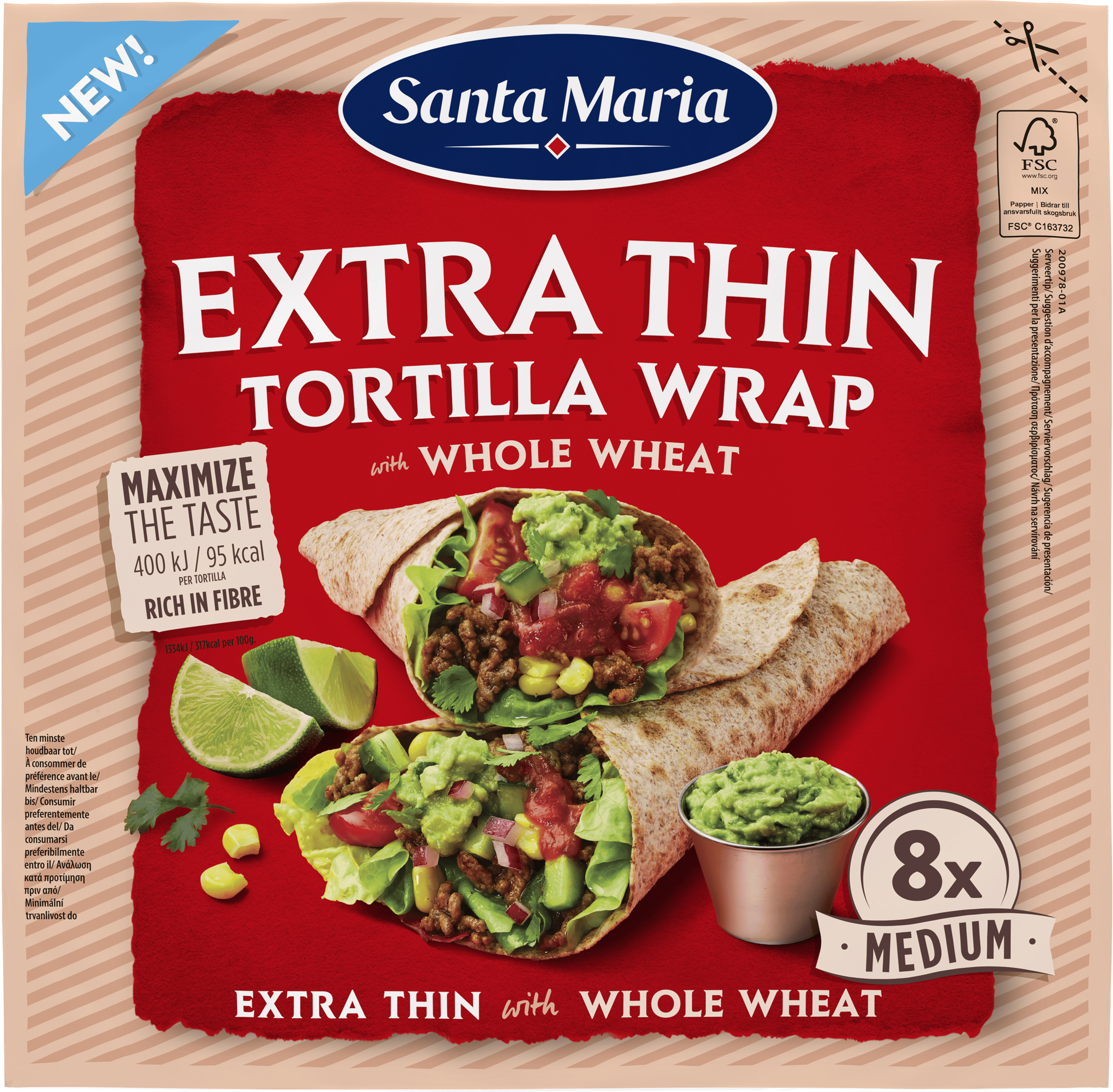 Santa Maria Extra Thin Tortilla Whole Wheat Medium