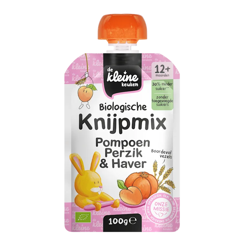 De Kleine Keuken Knijpmix Pompoen, Perzik & Haver