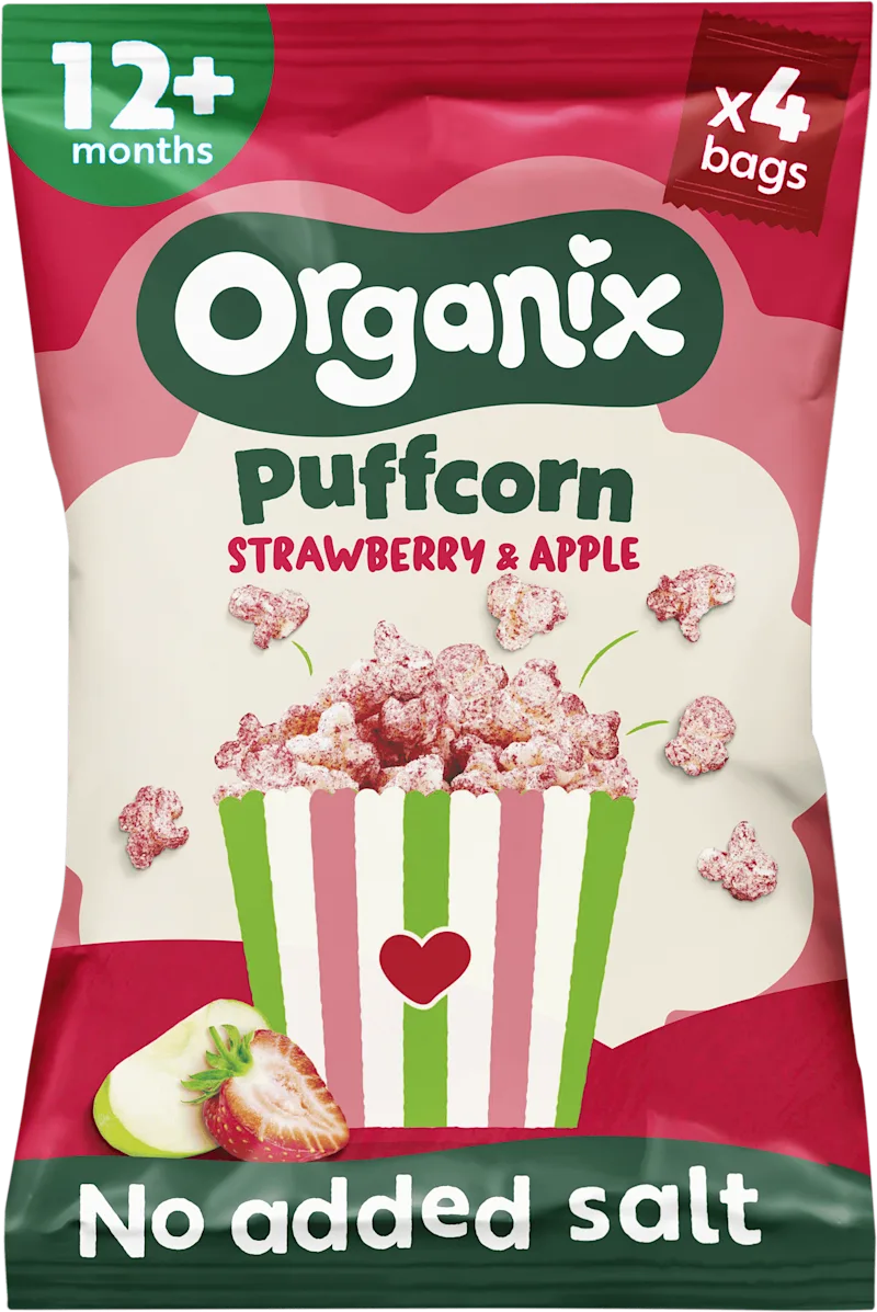 Organix strawberry apple puffcorn 12+